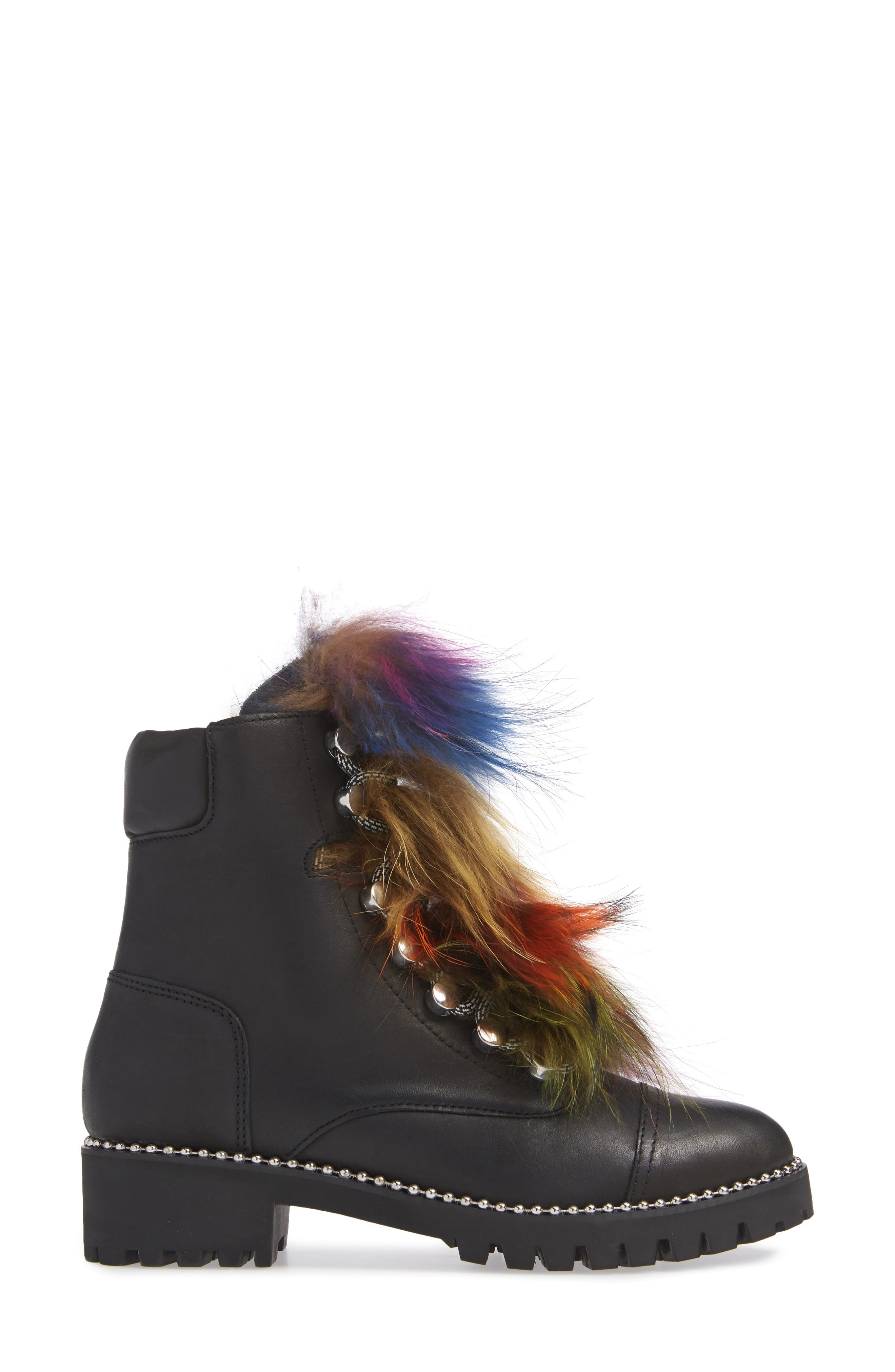 Trekker Boot with Genuine Shearling Trim, Alternate, color, BLACK LEATHER
