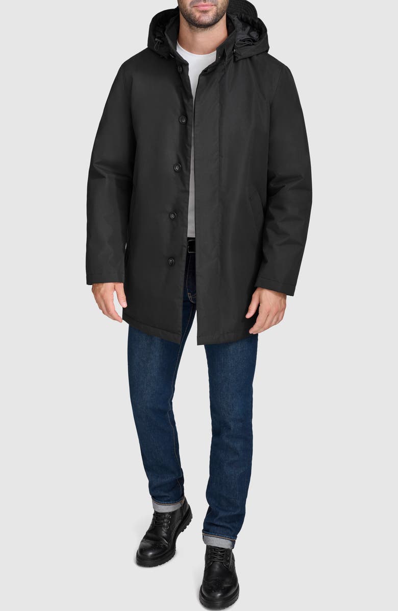 Cole Haan Signature Hooded Raincoat, Alternate, color, Black