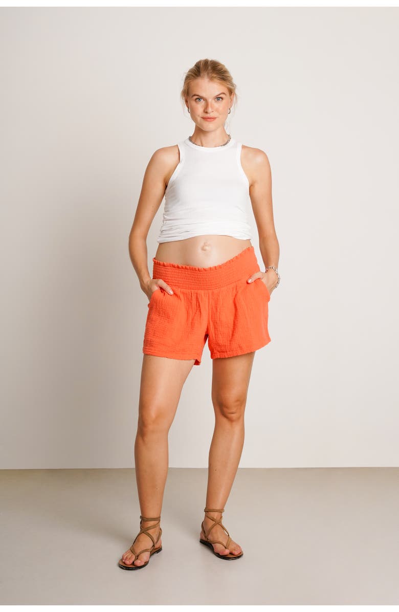 Nom Maternity The Easy Smocked Maternity Shorts, Alternate, color, 
