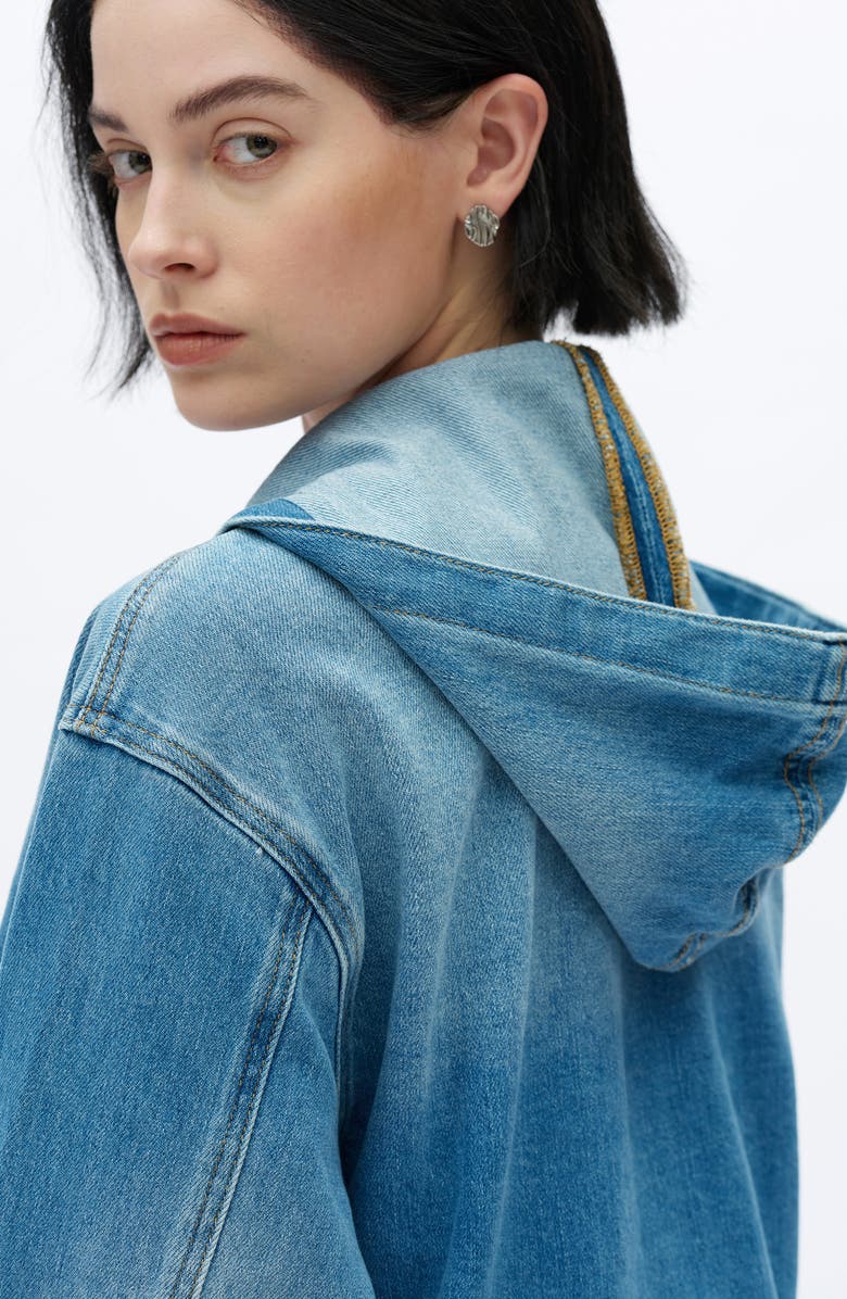 Bayeas Crop Hoodie, Alternate, color, Vintage Medium Blue