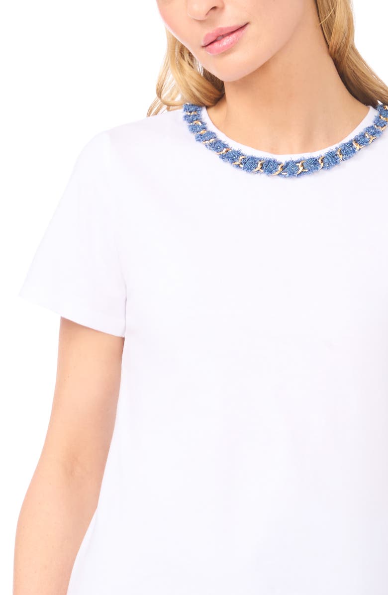 CeCe Denim Trim T-Shirt, Alternate, color, 