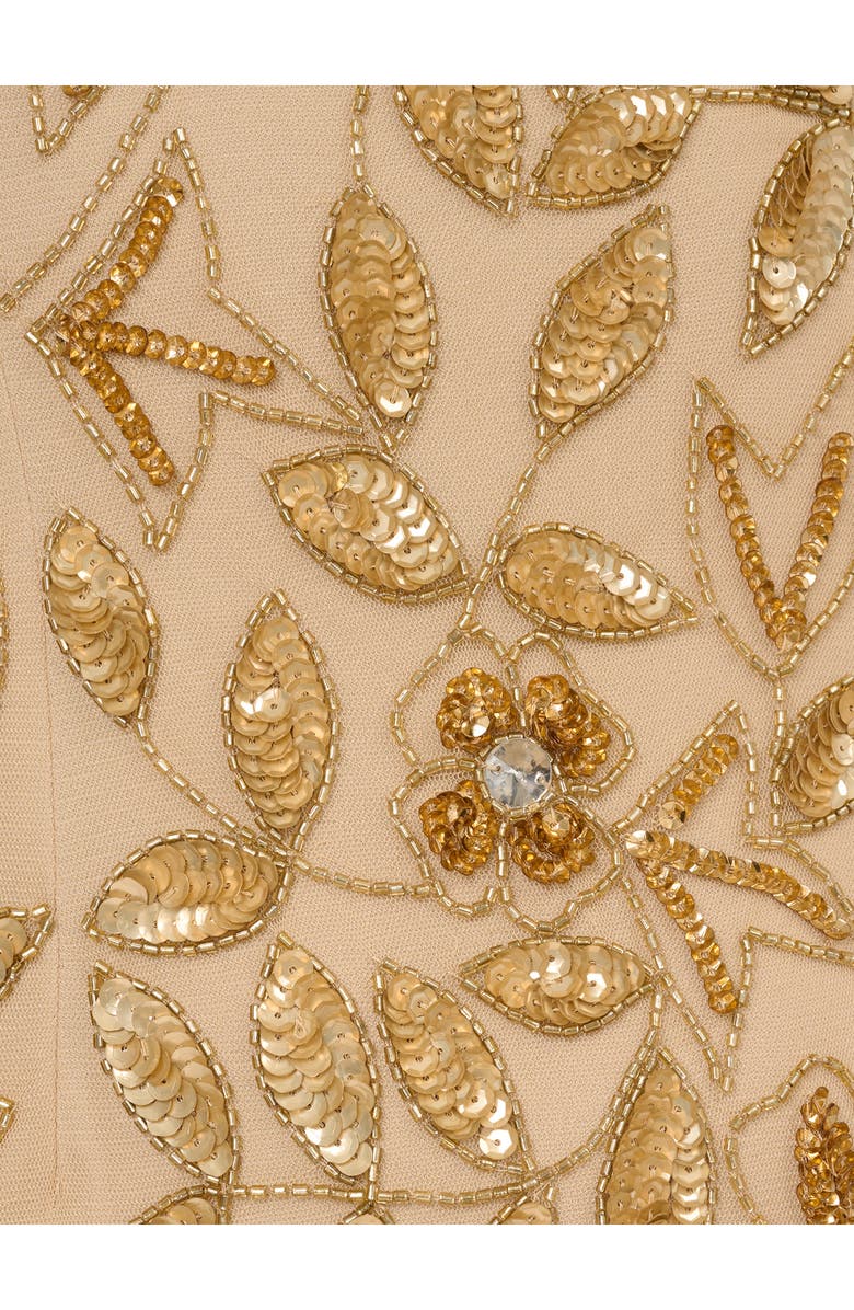 Adrianna Papell Sequin Floral Off the Shoulder Gown, Alternate, color, Champagne Gold