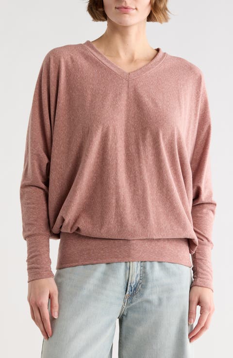 V-Neck Dolman Tunic Sweater