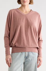 GO COUTURE V-Neck Dolman Tunic Sweater