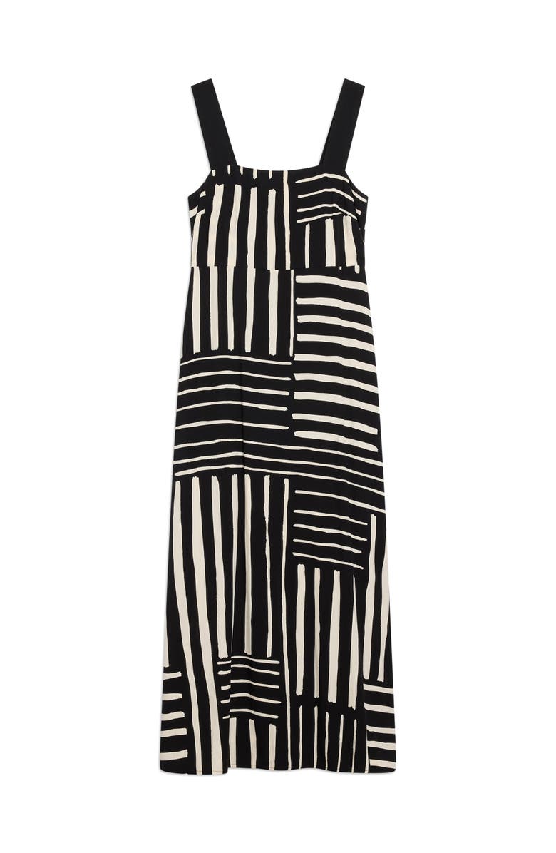 Albaray Patchwork Stripe Wide Strap Sundress, Alternate, color, Black