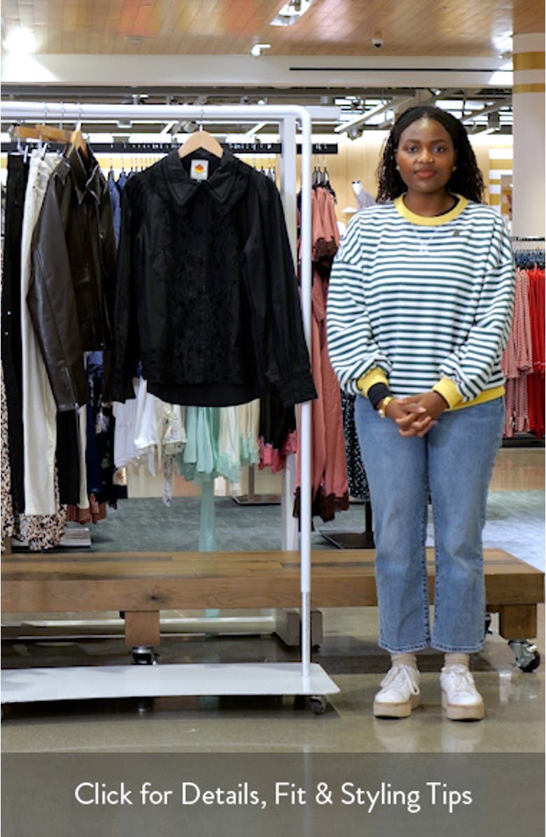 Embroidered Eyelet Puff Sleeve Button-Up Shirt, sales video thumbnail