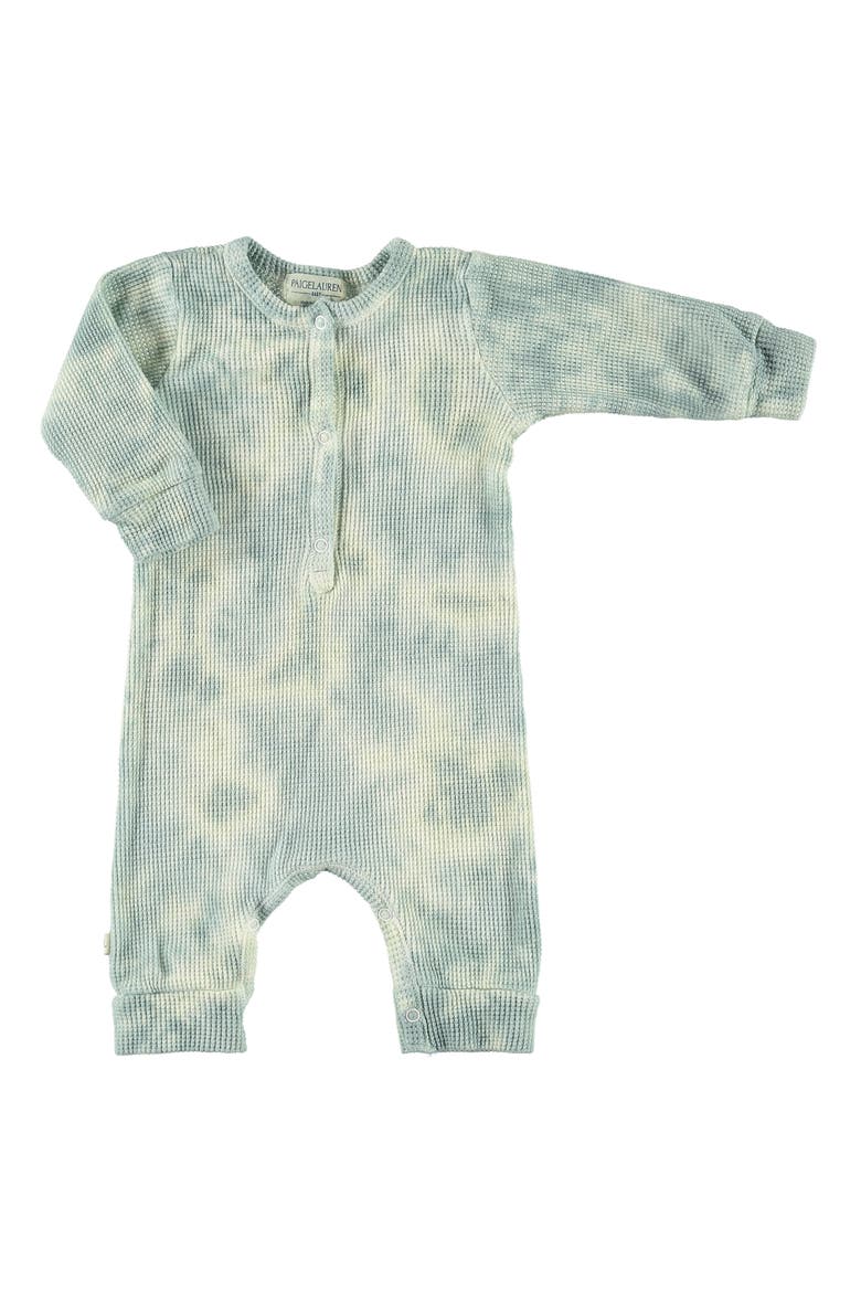 Thermal Organic Cotton & Modal Romper, Main, color, SAGE GREEN TIE DYE