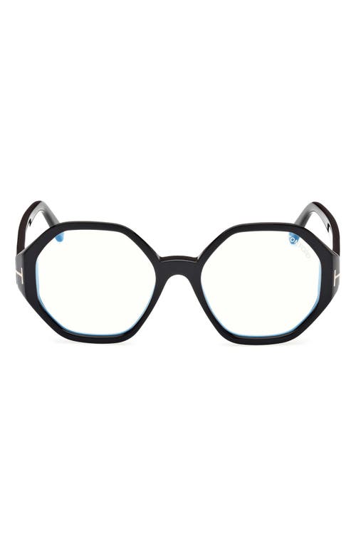 Tom Ford 53mm Geometric Optical Glasses In Black