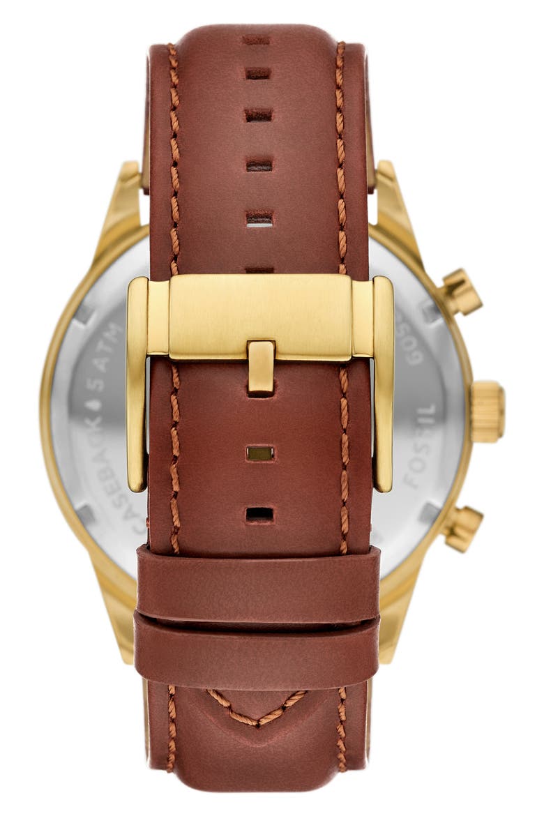 Flynn Chronograph Leather Strap Watch, 48mm, Alternate, color, GOLD