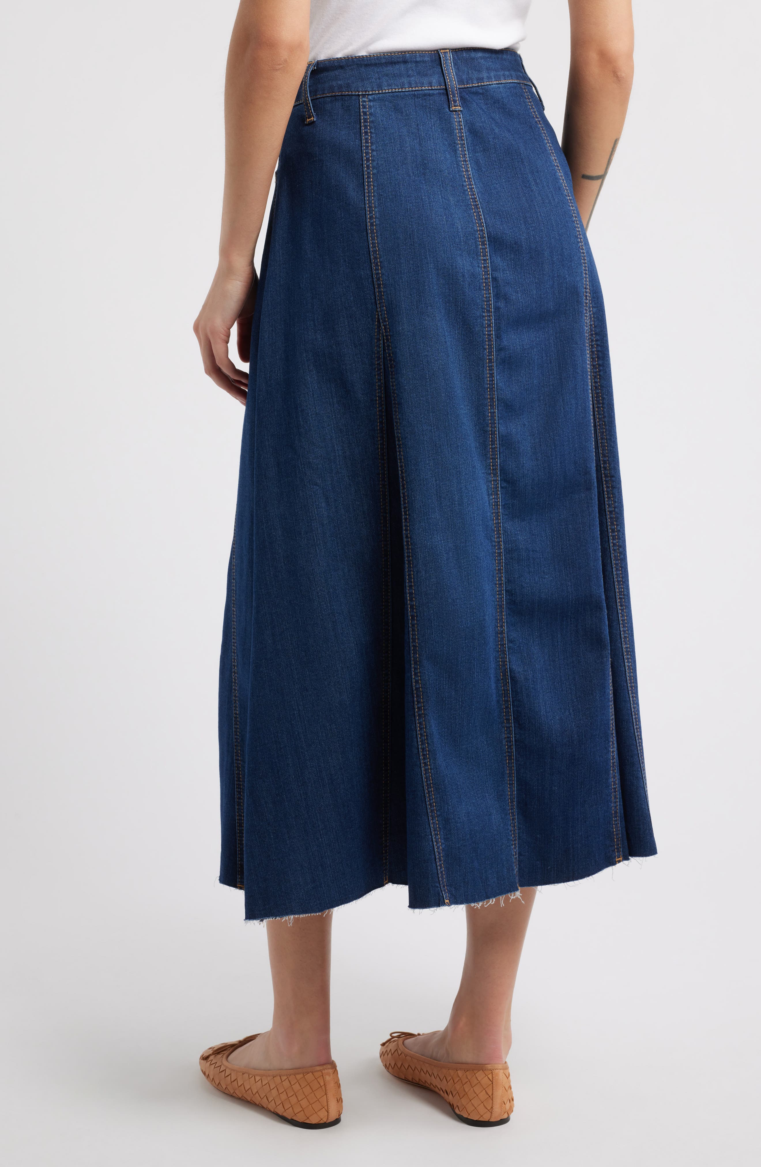1822 Denim Raw Hem Denim A-Line Midi Skirt (Women) | Nordstrom