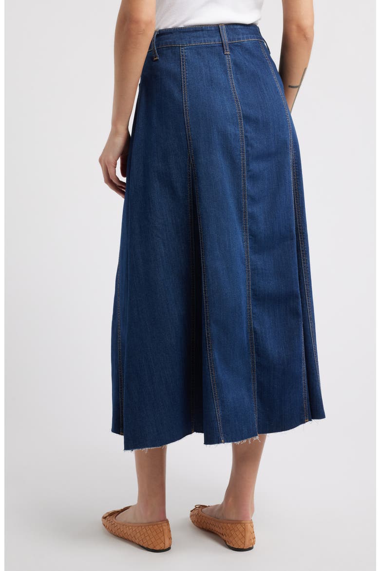 Raw Hem Denim A-Line Midi Skirt, Alternate, color, QUINLIN