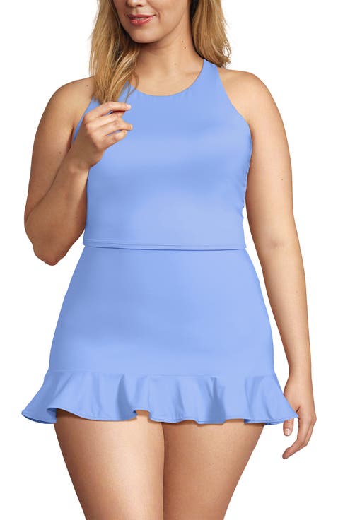 Plus Size High Neck Racerback Midkini Top