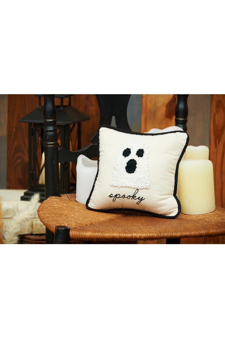 Halloween Ghost French Knot Small/Petite Accent Pillow, 8" x 8", Alternate, color, Beige