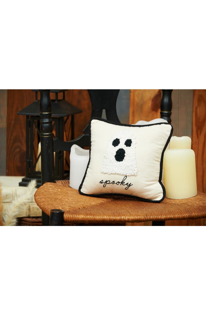 C&F Home Halloween Ghost French Knot Small/Petite Accent Pillow, 8" x 8", Alternate, color, Beige