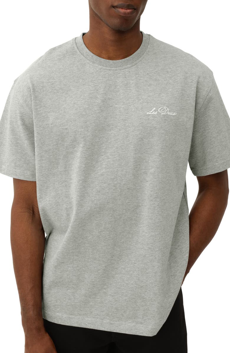 Les Deux Organic Cotton Graphic T-Shirt, Main, color, Grey Melange/ White
