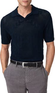 John Varvatos Corso Organic Cotton Diamond Crochet Polo