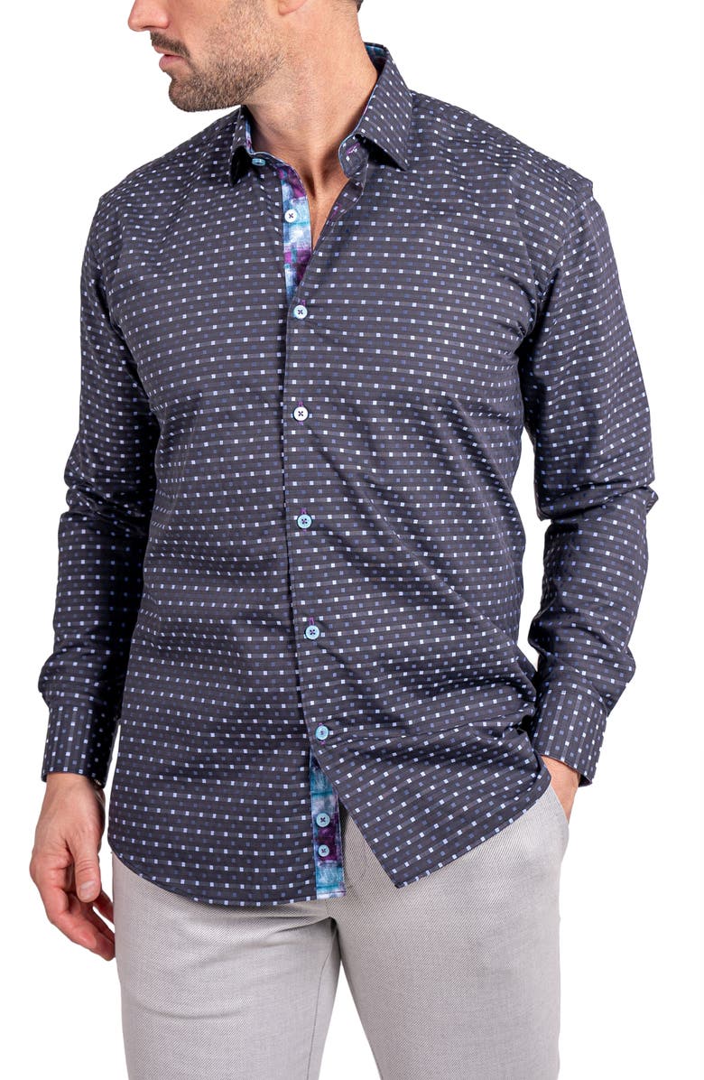 Maceoo Fibonacci Ascension Contemporary Fit Button-Up Shirt, Alternate, color, Black