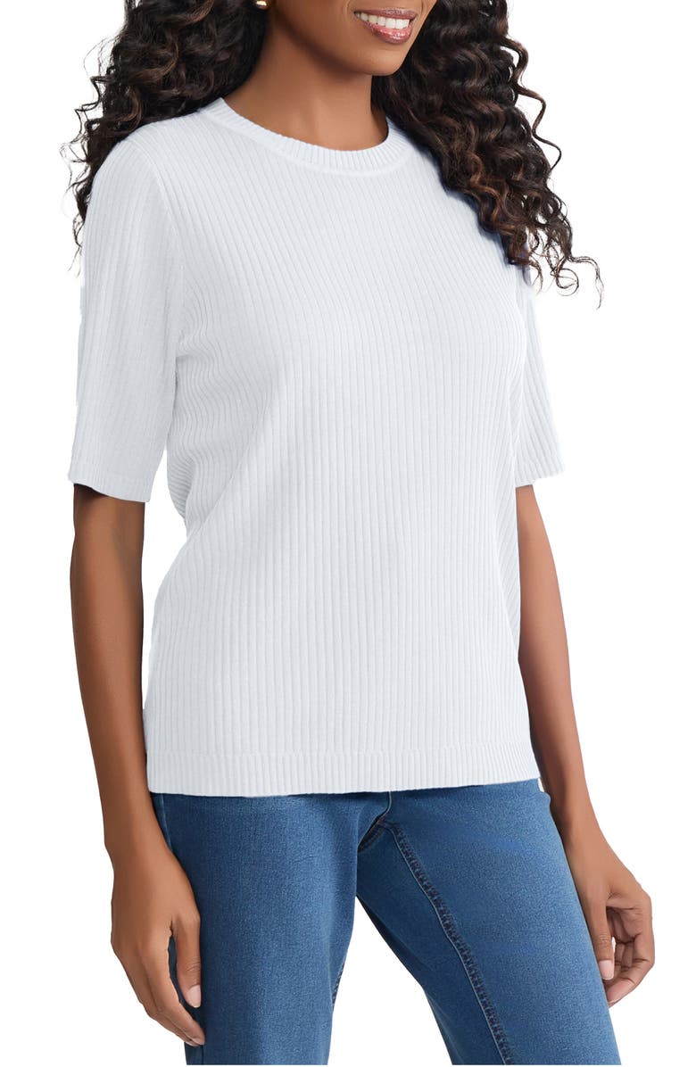 Jones New York Sutton Crewneck Short Sleeve Sweater, Alternate, color, 