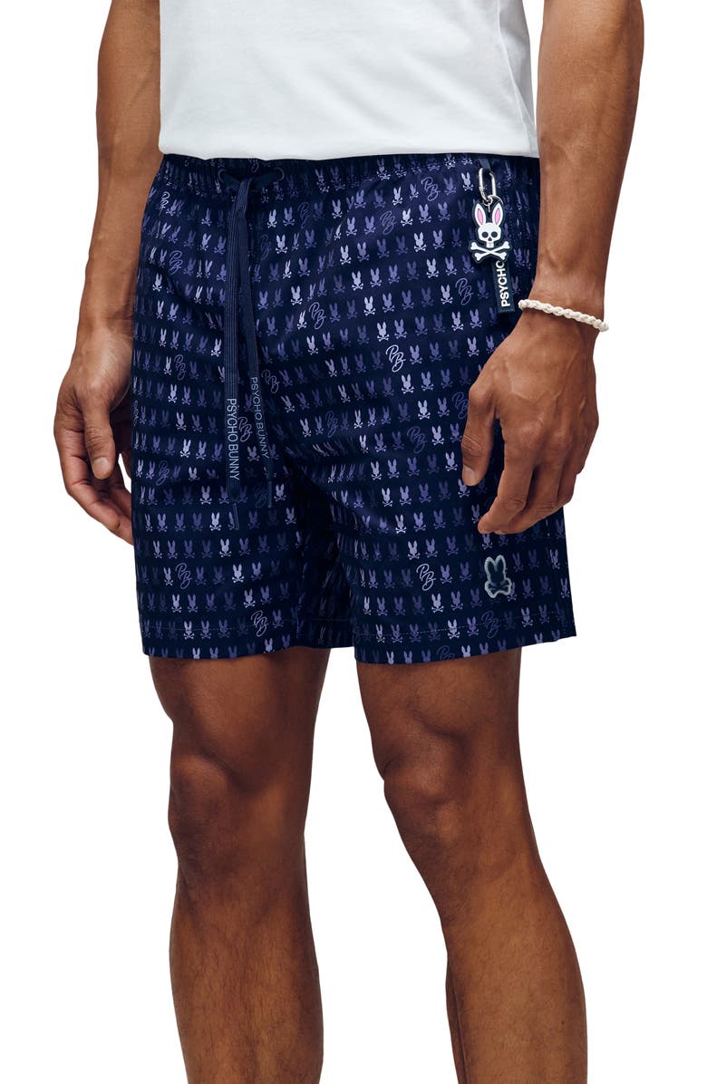 Psycho Bunny Ken Allover Print Swim Trunks, Alternate, color, 