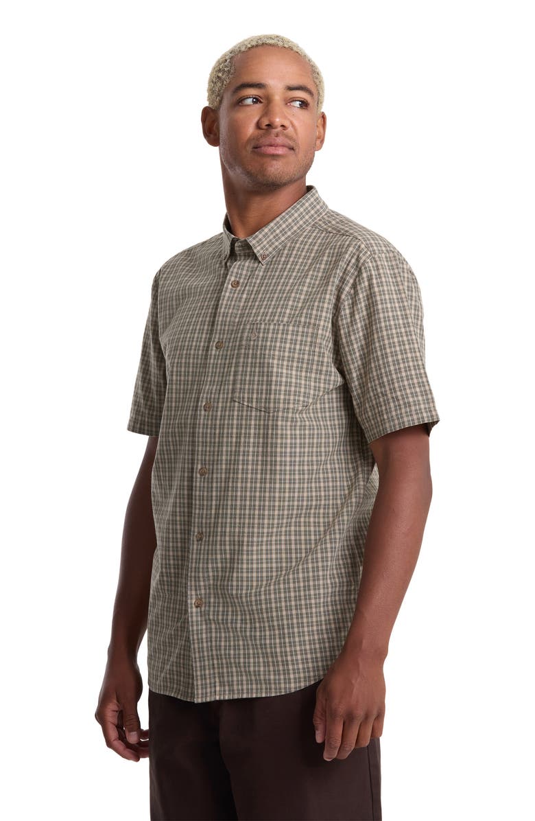 Volcom Brewster Check Short Sleeve Button-Down Shirt, Alternate, color, Dirty White