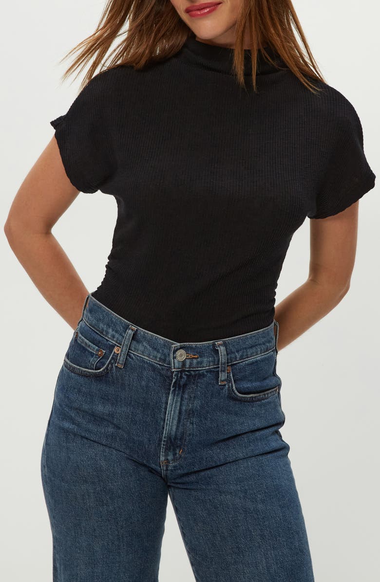 Michael Stars Lara Mock Neck Rib Sweater, Alternate, color, Black