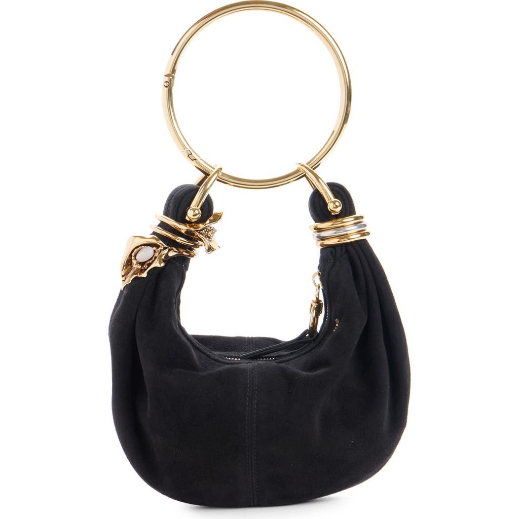 Chloé Bracelet Suede Hobo Bag In Black