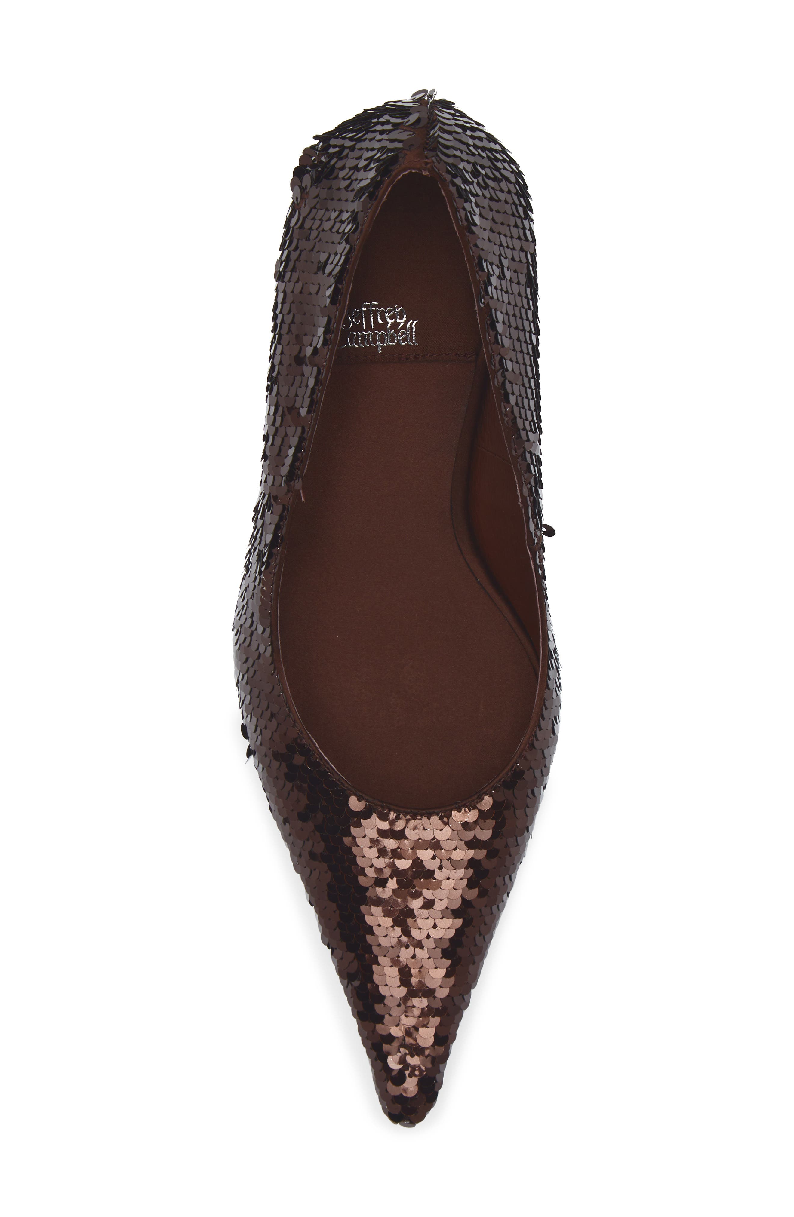 Jeffrey Campbell Risk Sequin Pointed Toe Pump, Alternate, color, Brown
