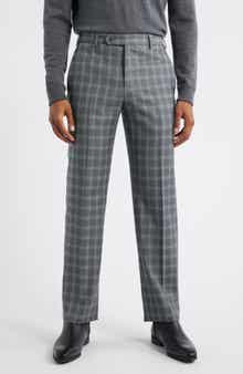 Devon Flat Front Plaid Wool Dress Pants