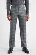 Zanella Devon Flat Front Plaid Wool Dress Pants