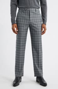 Zanella Devon Flat Front Plaid Wool Dress Pants
