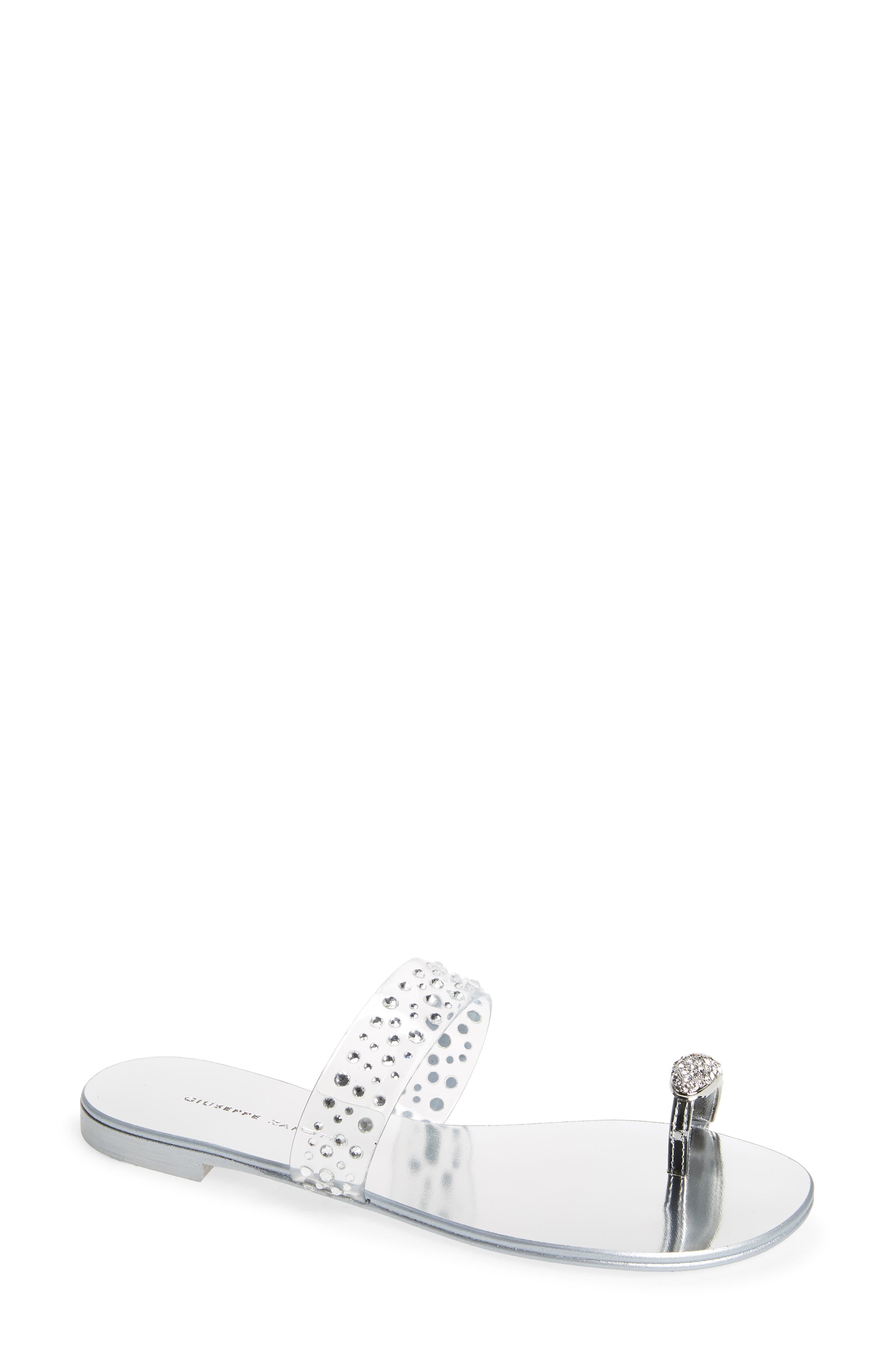 Giuseppe Zanotti Crystal Embellished Toe Strap Slide Sandal, Main, color, 