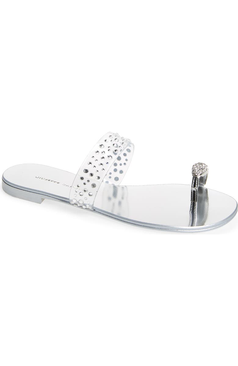Giuseppe Zanotti Crystal Embellished Toe Strap Slide Sandal, Main, color,
