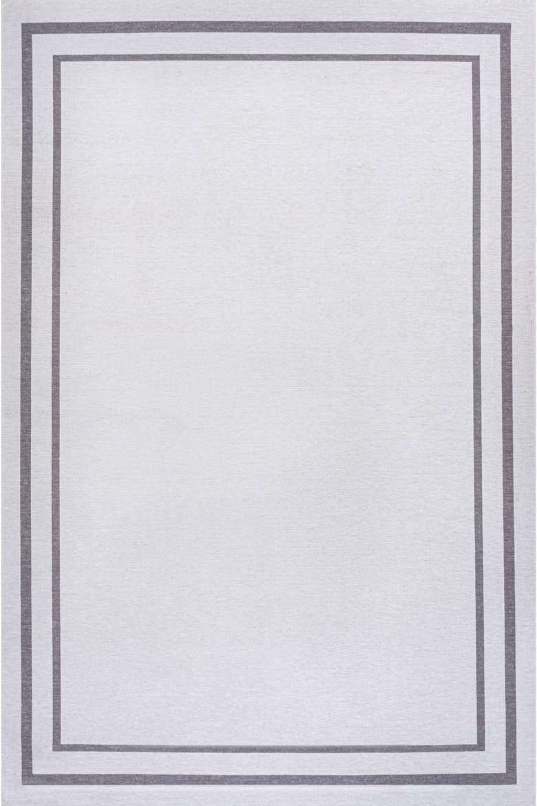 Sloane Classic 2-Stripe Border Washable Area Rug, Alternate, color, Grey/White