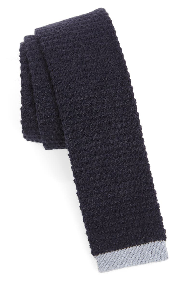 Belvin Knit Skinny Tie, Main, color, BLUE