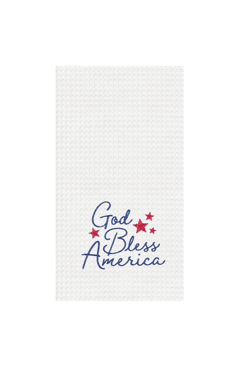 C&F Home God Bless America Patriotic 4th of July Kitchen and Bathroom Embroidered Waffle Hand Towel, Main, color, 