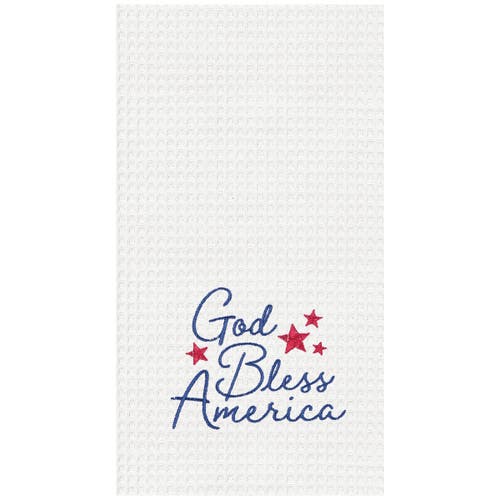 C & F Home C&f Home God Bless America Patriotic 4th Of July Kitchen And Bathroom Embroidered Waffle Hand Towel In Multi