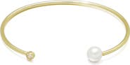 Adornia 14k Gold Plated Imitation Pearl & Crystal Cuff Bracelet
