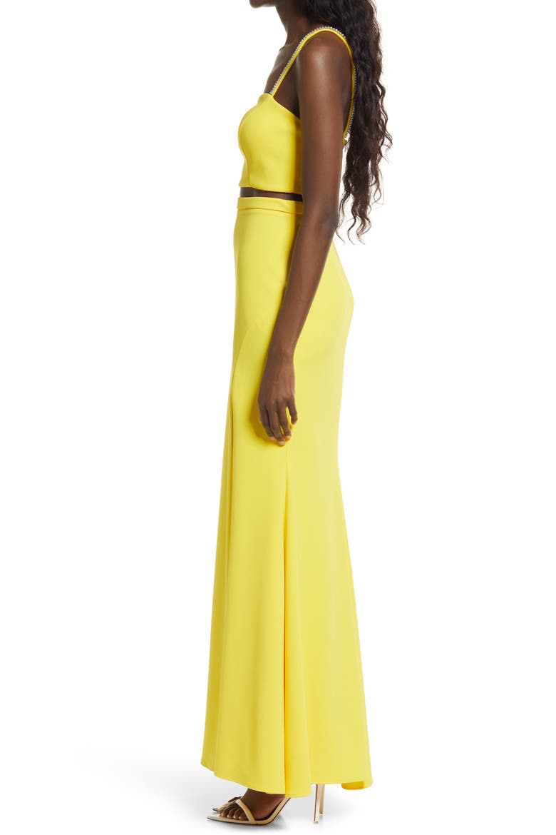 Xscape Crop Top & Skirt Set, Alternate, color, YELLOW