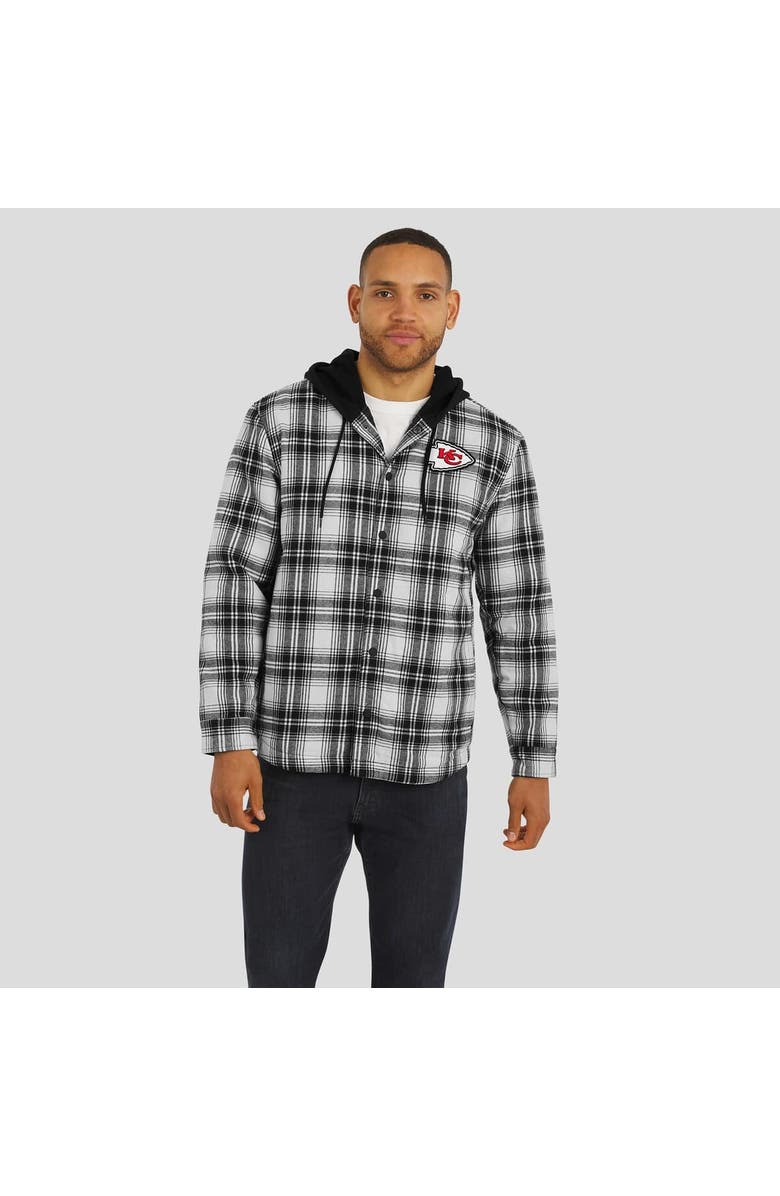 Darius Rucker Collection by Fanatics Men's NFL x Darius Rucker Collection by Fanatics Black Kansas City Chiefs Plaid Flannel Quilted Full-Snap Hooded Shacket, Alternate, color, Black