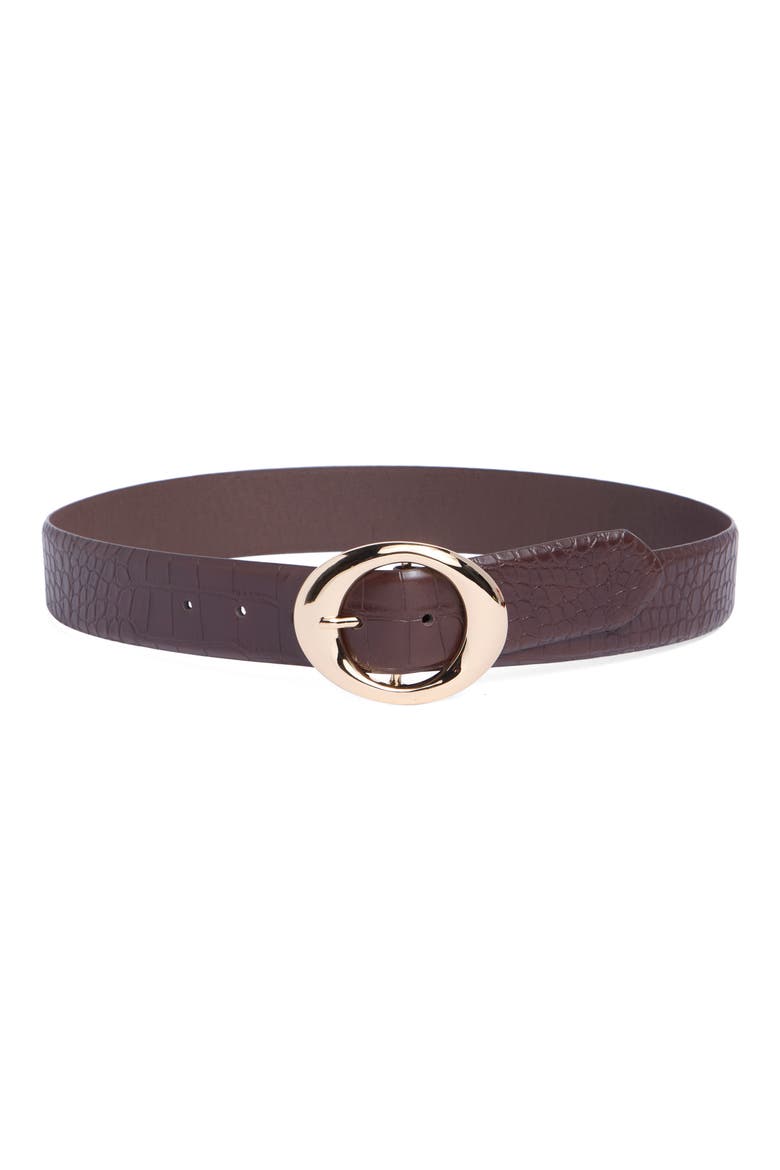 Croc Embossed Belt, Main, color, BROWN CROC