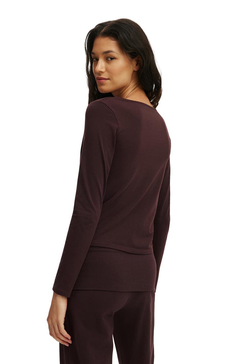 COTTON ON BODY Women
s Dreamy Soft Twist Detail Top, Alternate, color, Chocolate Plum