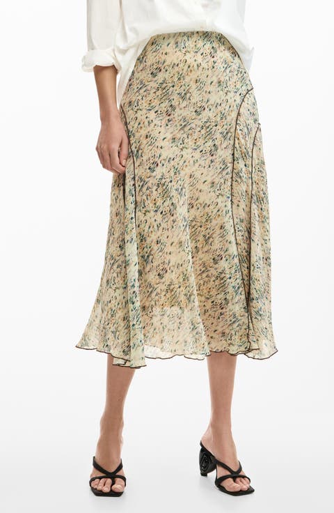 Abstract Print Midi Skirt