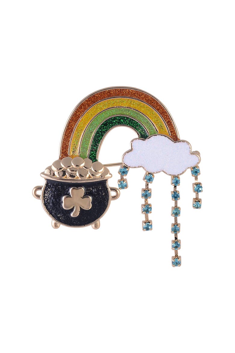 Rainbow and Pot of Gold Pin, Alternate, color, Green