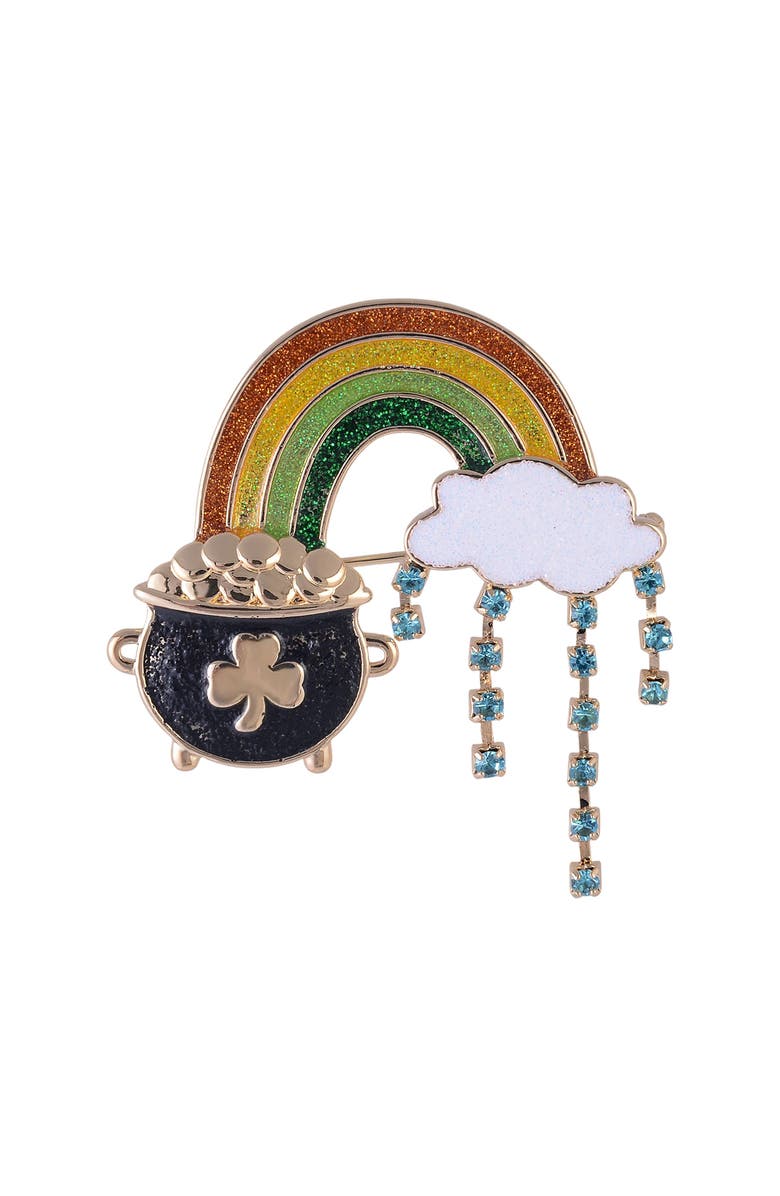 Hallmark Rainbow and Pot of Gold Pin, Alternate, color, Green