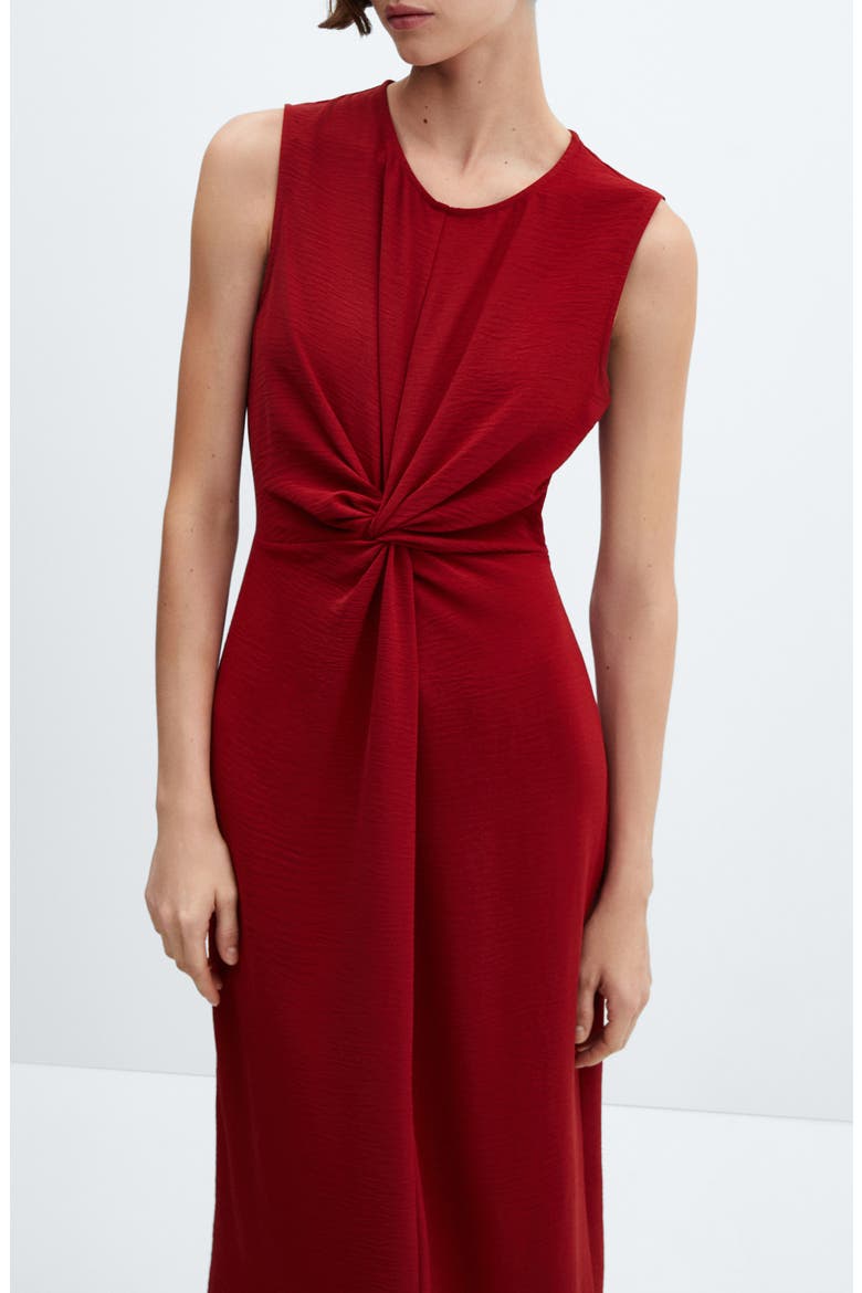 Knot Front Sleeveless Midi Dress, Alternate, color, RED