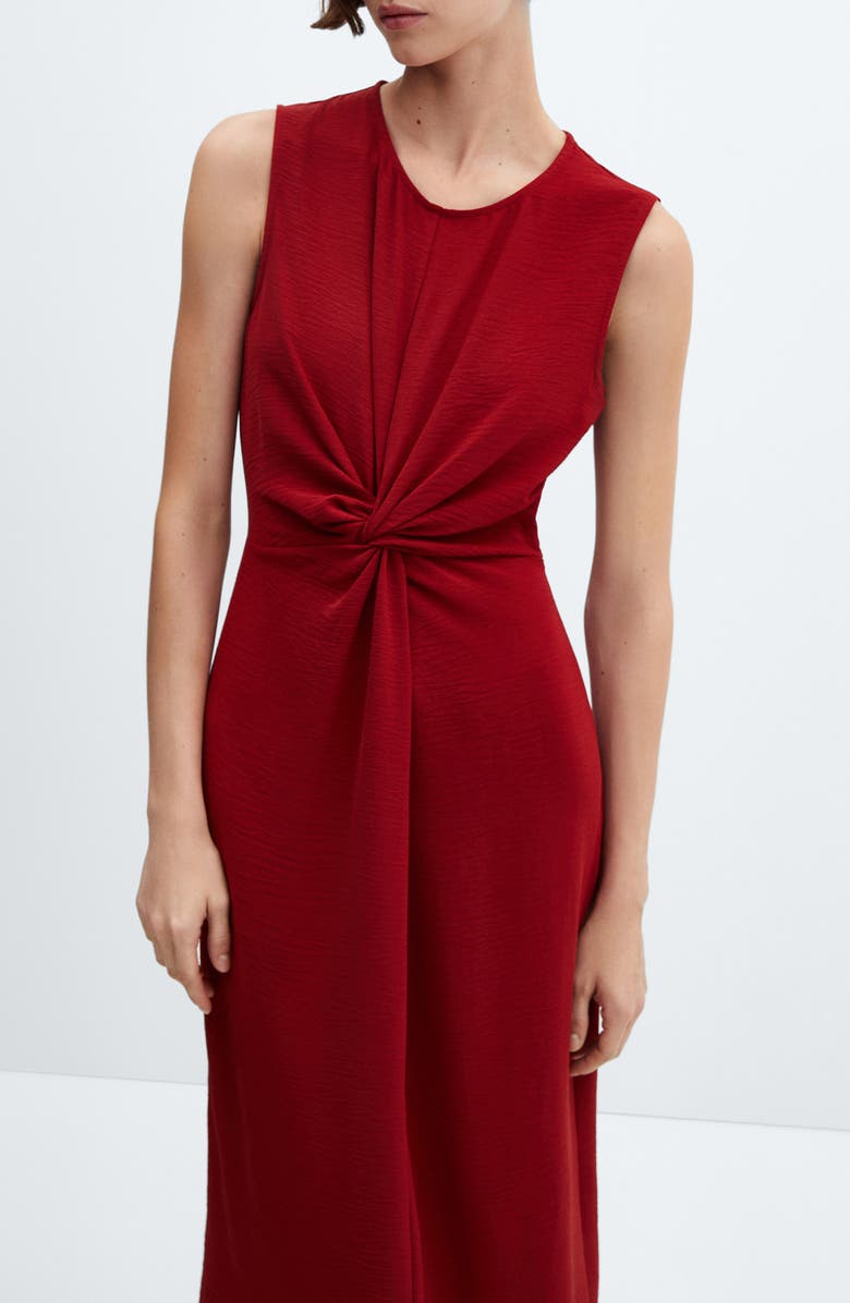 MANGO Knot Front Sleeveless Midi Dress, Alternate, color, 