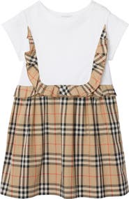Burberry Check Trim Stretch Cotton Dress