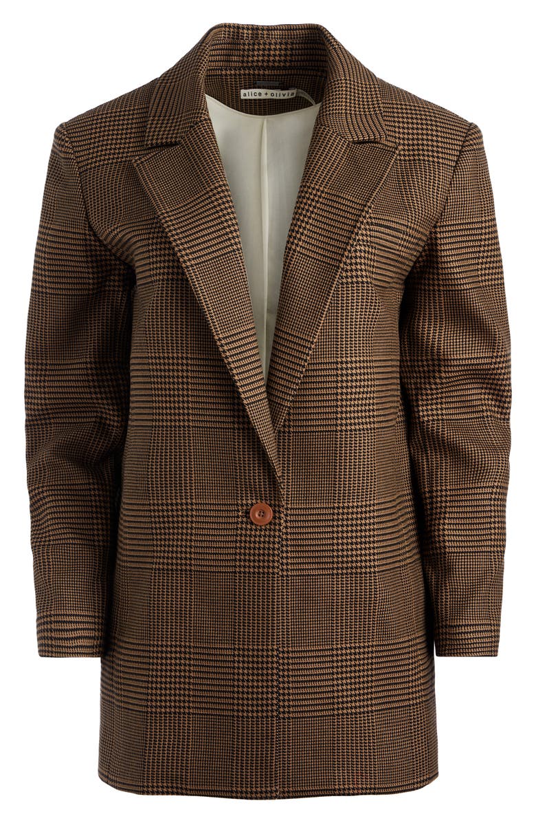 Alice + Olivia Colley Glen Plaid Longline Blazer, Alternate, color,