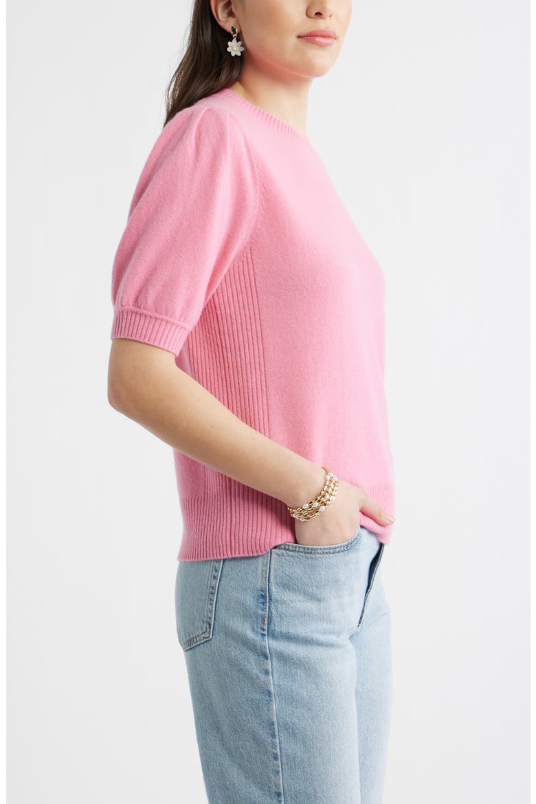 Puff Sleeve Wool & Cashmere Sweater, Alternate, color, PINK ZENNA