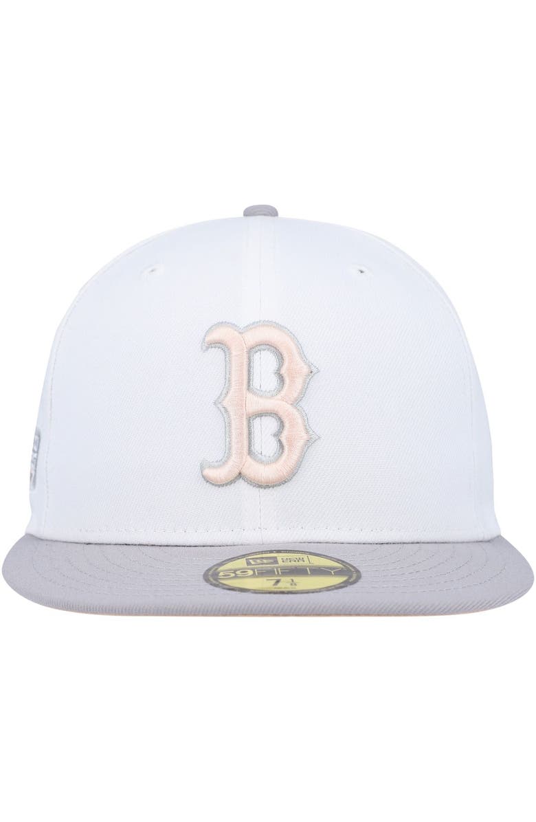 New Era Men's New Era White/Gray Boston Red Sox 2007 World Series Side Patch Peach Undervisor 59FIFTY Fitted Hat, Alternate, color, 